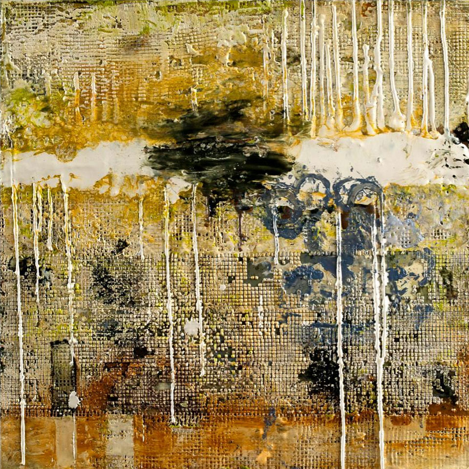 Ricochet 2 - 15 in. x 15 in. - Encaustic Mixed Media on Panel