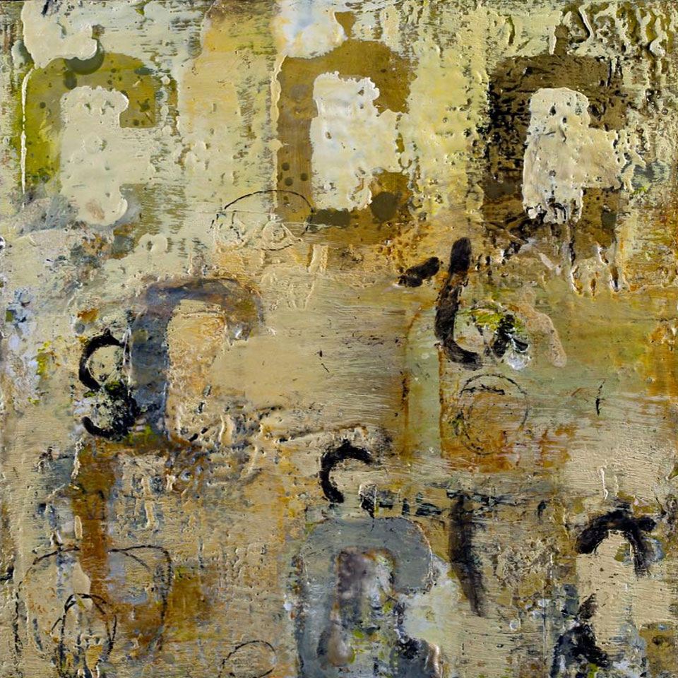 Ricochet 5 - 15 in. x 15 in. - Encaustic Mixed Media on Panel